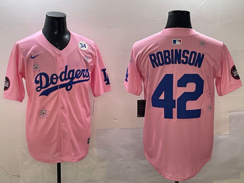 Men Los Angeles Dodgers #42 Robinson Pink Sakura Edition 2025 Nike MLB Jersey style 5->los angeles dodgers->MLB Jersey